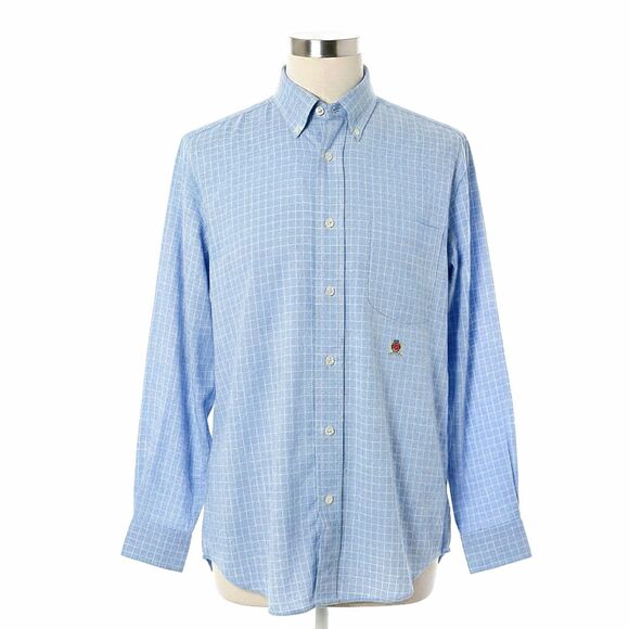 VTG 90s Y2K Tommy Hilfiger Blue Button-Down Windowpane Grid Shirt Sz M - Picture 4 of 14